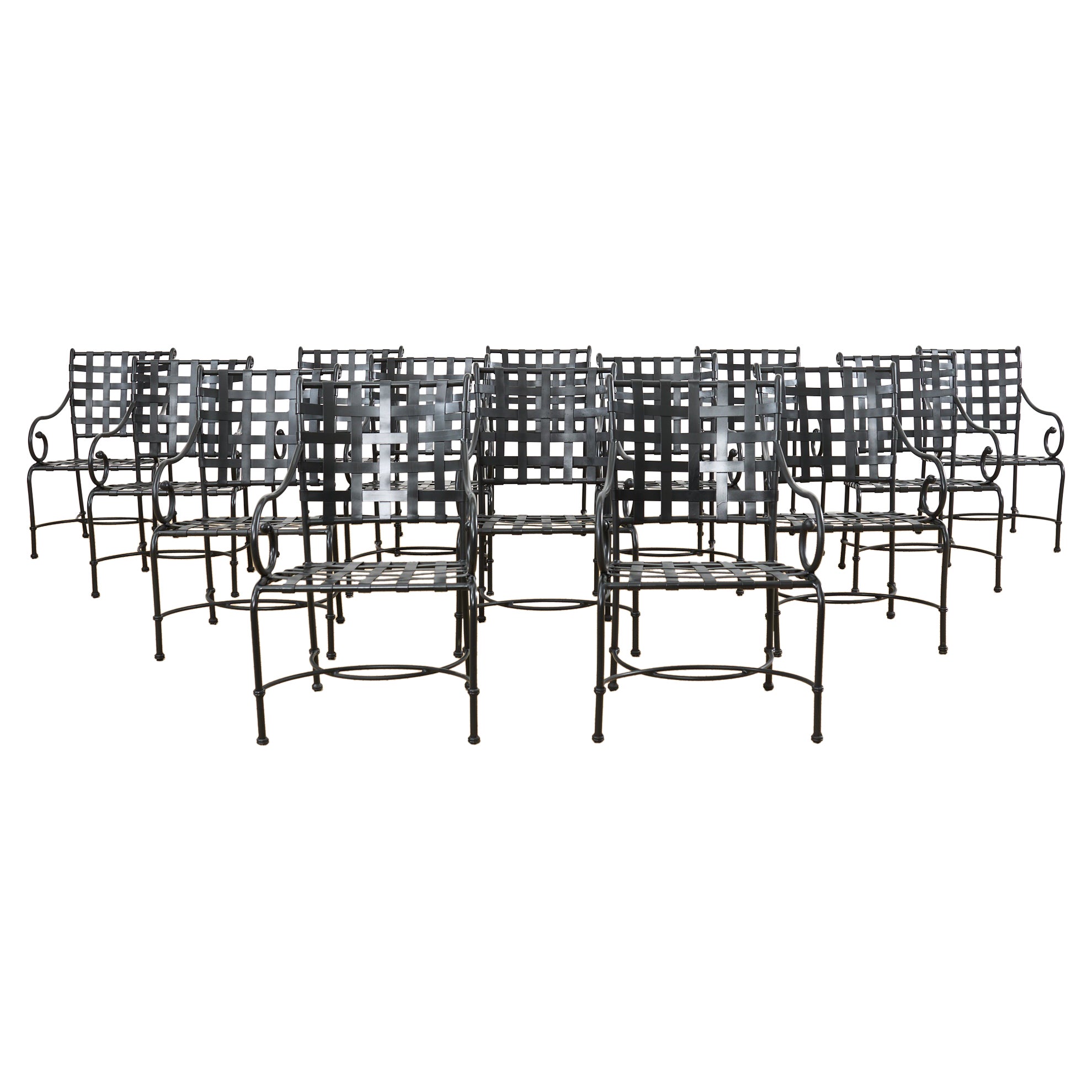 Set of Fourteen Richard Frinier for Brown Jordan Florentine Armchairs For Sale