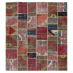 8x10 Ft Contemporary Handmade Turkish Patchwork Rug Made from Vintage Carpets