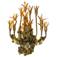 Brutalist Wall Sconce 12 Light Wall Sconce "Lotus" by Tom Greene