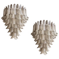 Great Pair of Chandeliers in Precious Murano Glass