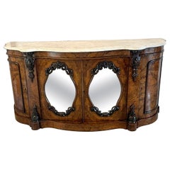 Outstanding Quality Antique 19th Century Victorian Walnut Marble Top Credenza