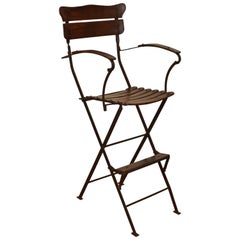 Antique French Forged Iron and Wooden Folding Umpire's Chair, circa 1900