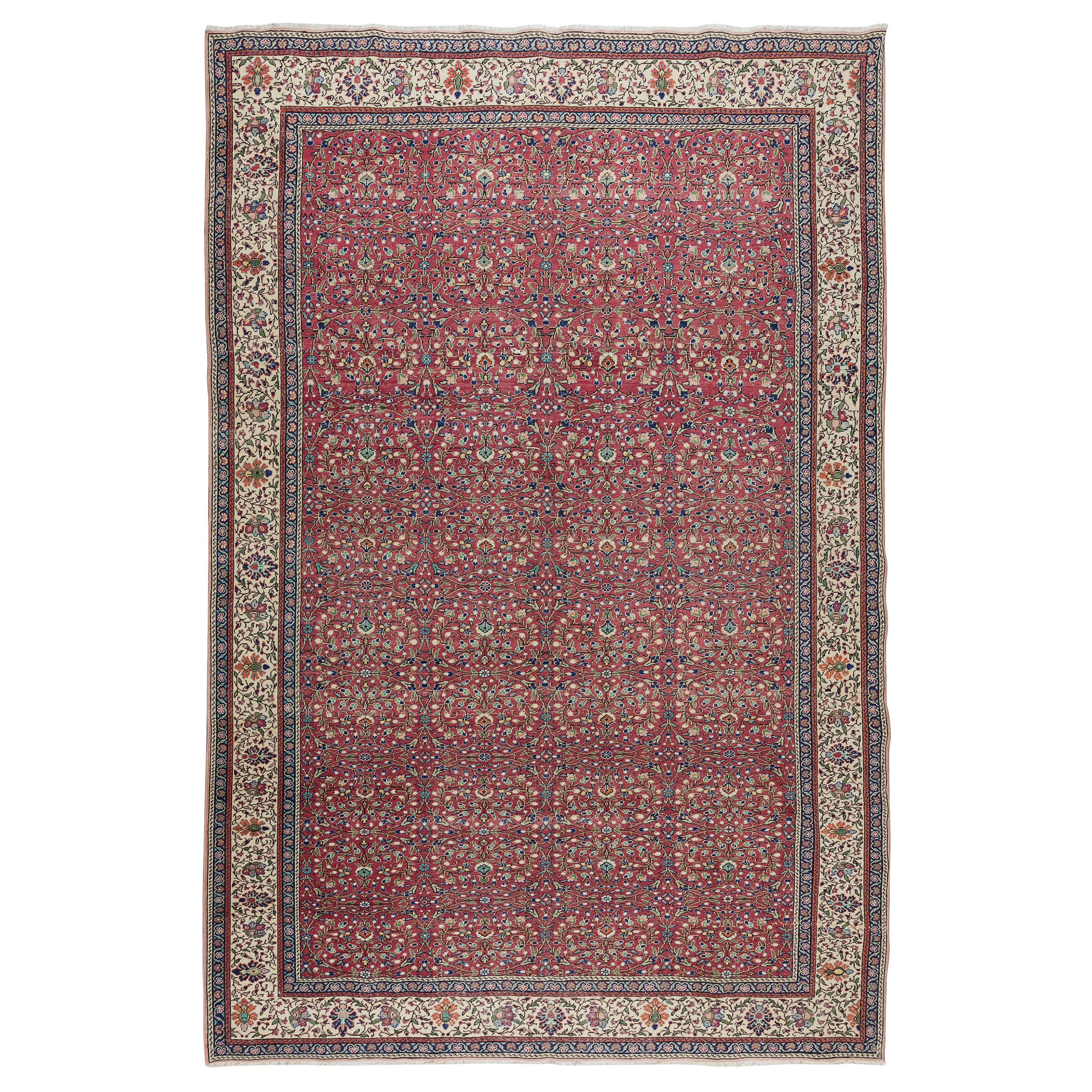 7.5x11 Ft Traditional Vintage Floral Pattern Handmade Turkish Wool Area Rug