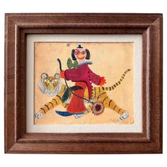 Henri Hecht MAÏK, pintor francés, óleo sobre lienzo, "Tigre y payaso" 1966