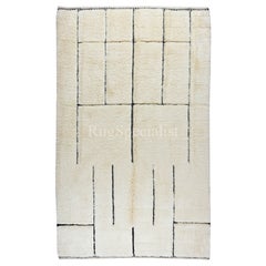 Alfombra Tulu Marroquí Moderna, 100% Lana Natural, Suave y Acogedora, Hecha a Mano, 6,3x9,6 pies