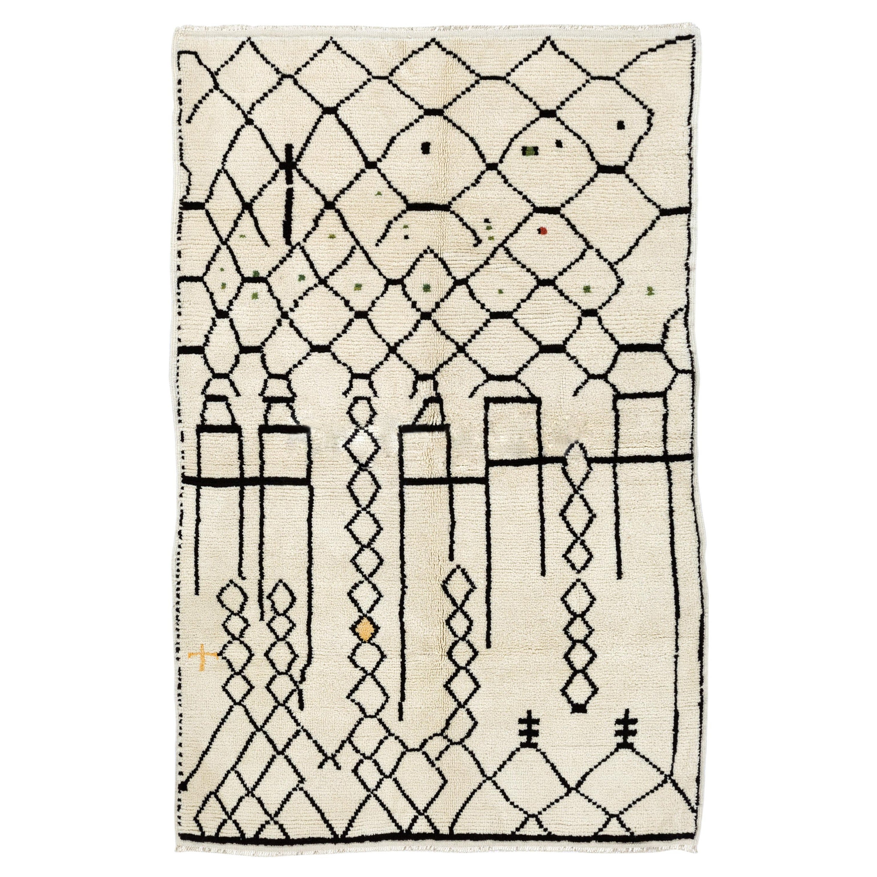 Alfombra Tulu Marroquí Contemporánea Anudada a Mano, 100% Lana, Opciones Personalizadas Disponibles