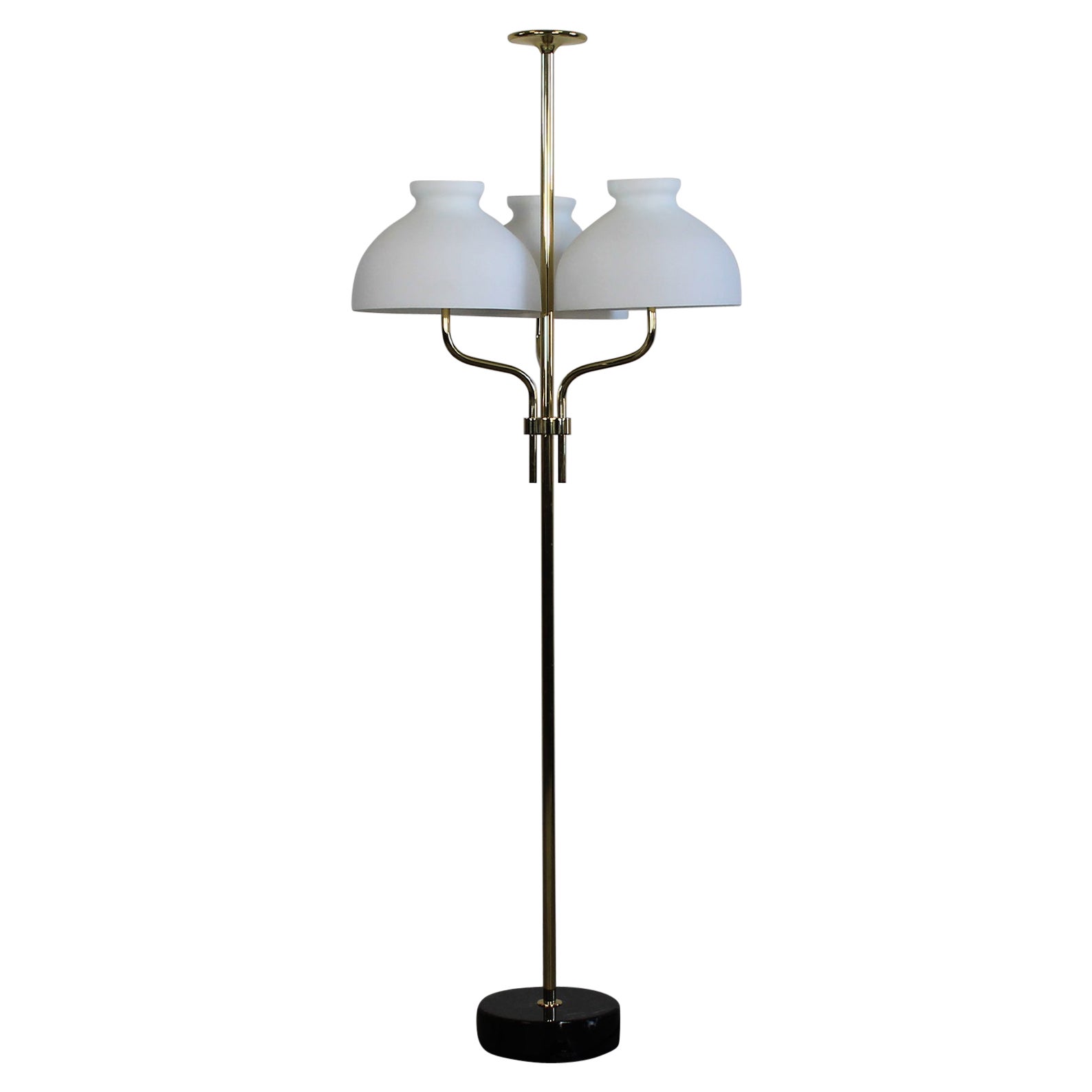 Ignazio Gardella Arenzano Floor Lamp in Brass and Opaline Glass by Azucena 1970s For Sale