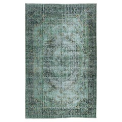 6x9.5 Ft Modernity Handmade Green Floor Rug, Hand Knotted Turkish Wool Carpet (tapis de laine turque noué à la main)