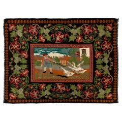 5.5x7.2 Ft Handmade Bessarabian Kilim, Vintage Rug. Pictorial Tapestry. All Wool