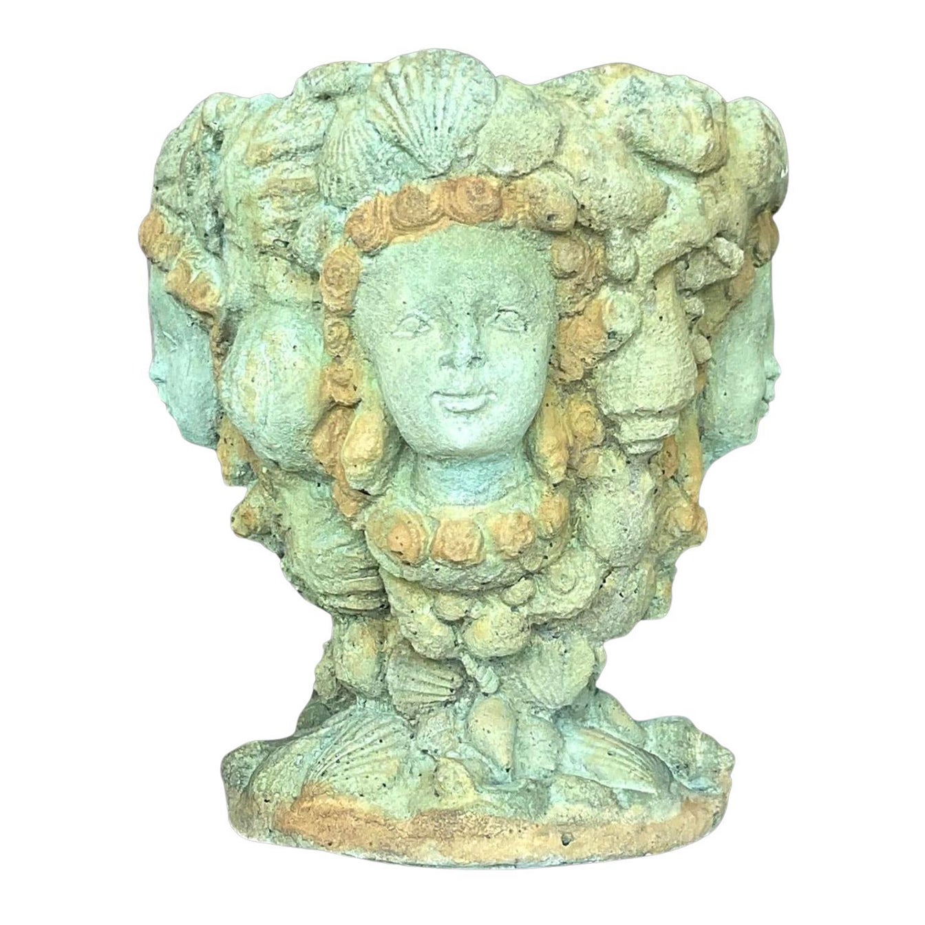 Vintage Boho Tinted Cast Concrete Mermaid Planter