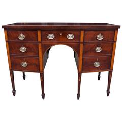 English Hepplewhite Mahogany Bow Front Inlaid Sideboard, Circa 1780