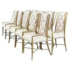 Vintage Regency Imperial Brass Dining Chairs - Set of 10
