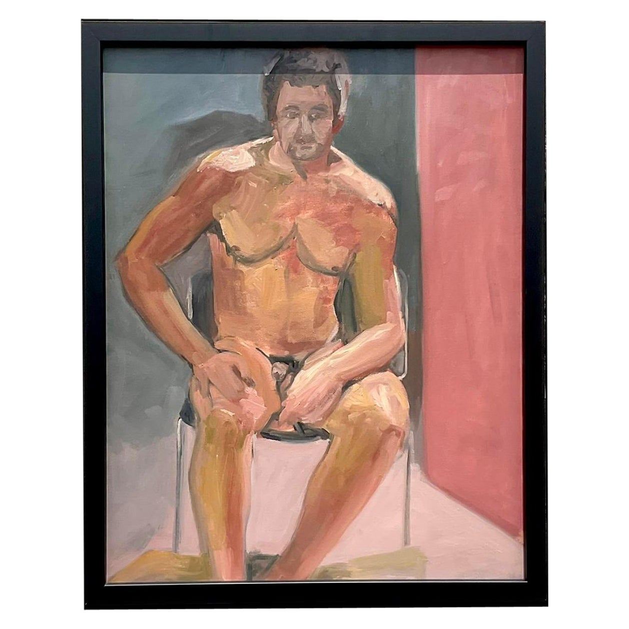 Vintage By, dipinto originale di nudo maschile su tela