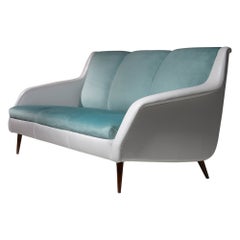 Model 802 White and Azure Carlo De Carli Sofa for Cassina, Italy, 1950s