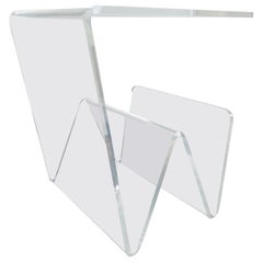 Mid Century Italian Acrylic Plexiglass Side Table with magazine rack, 70s