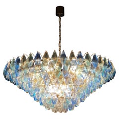 Extraordinaire plafonnier ou lustre en verre de Murano Poliedri de couleur saphir