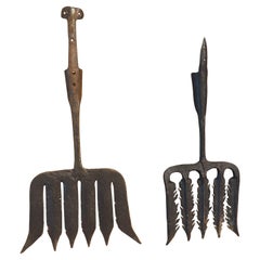 Antique Set of 18th Century Dutch Forged Iron Eel Catchers