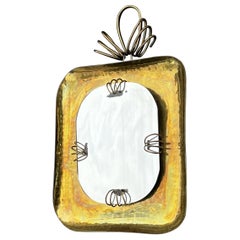Small Art Deco Hammered Brass Wall Mirror