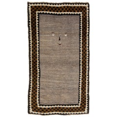 Tappeto persiano moderno in lana con disegno Gabbeh in marrone chiaro