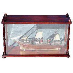 Antique 19th Century Cased Wooden Ship Model