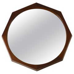 Italian Octagonal Teak Mirror attributed to Campo & Graffi, 1960s
