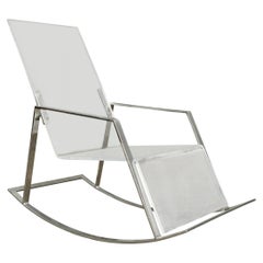 Brazilian Modern Rocking Chair in Metal and Acrylic, Unknown, 1970