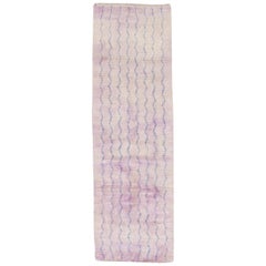Alfombra de lana moderna hecha a mano Tulu 2'11" X 9'4" - Geométrico rosa y azul #21