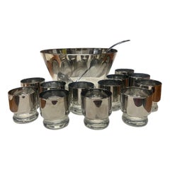 1960s Dorothy Thorpe Style Punch Bowl and Glasses Set - 13 Pieces