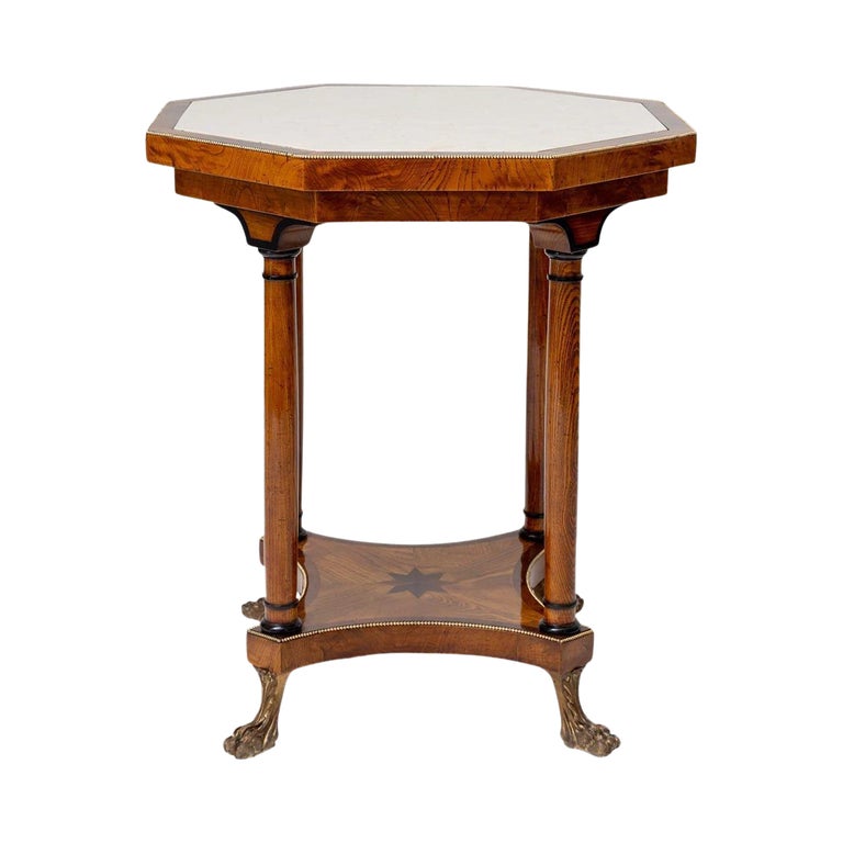 An Octagonal Biedermeier Style Marble Top Center Table An Octagonal Biedermeier Style Marble Top Center Table