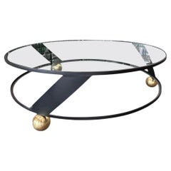 Brazilian Modern Round Coffee Table in Metal & Glass, Unknown, c. 1960