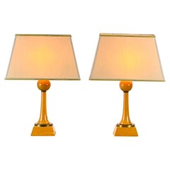 Pair of Chic Sycamore and Gilt Bronze Art Déco Lamps in the Style of André Arbus