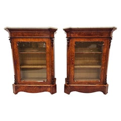 Antique A Very Rare Pair of 19th Century Carrara White Marble Top Cabinets