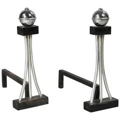 Pair of Art Deco Fireplace Andirons
