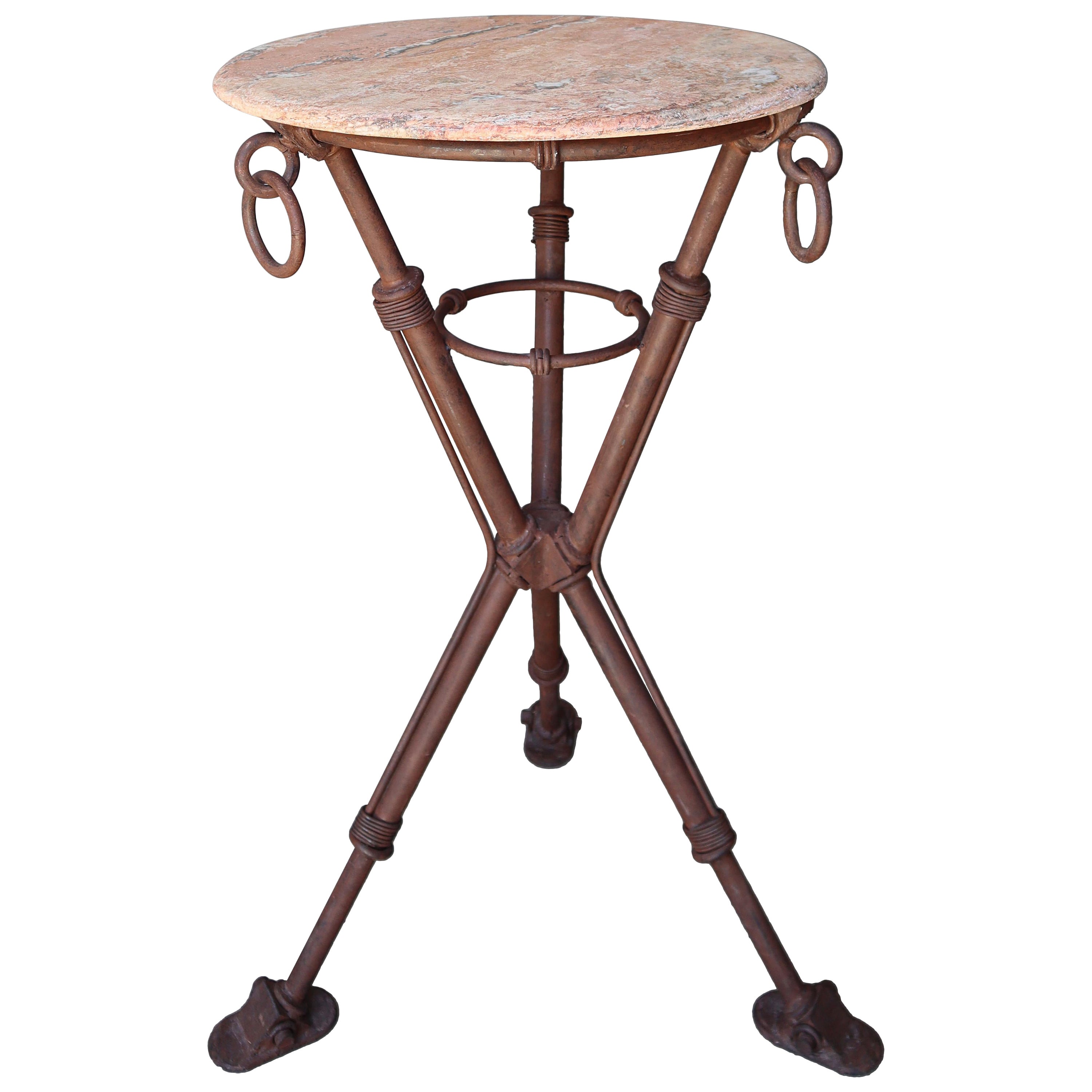 Rustikaler Bartisch aus Eisen und Marmor