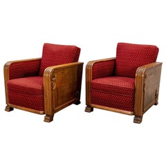 Pair Of 1940s Swedish Oak Lounge Chairs