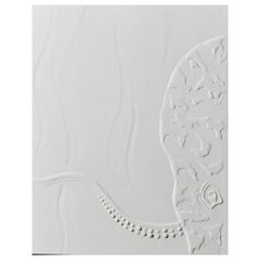 Porcelain wall mural in porcelain hand painted with pate sur pate octopus