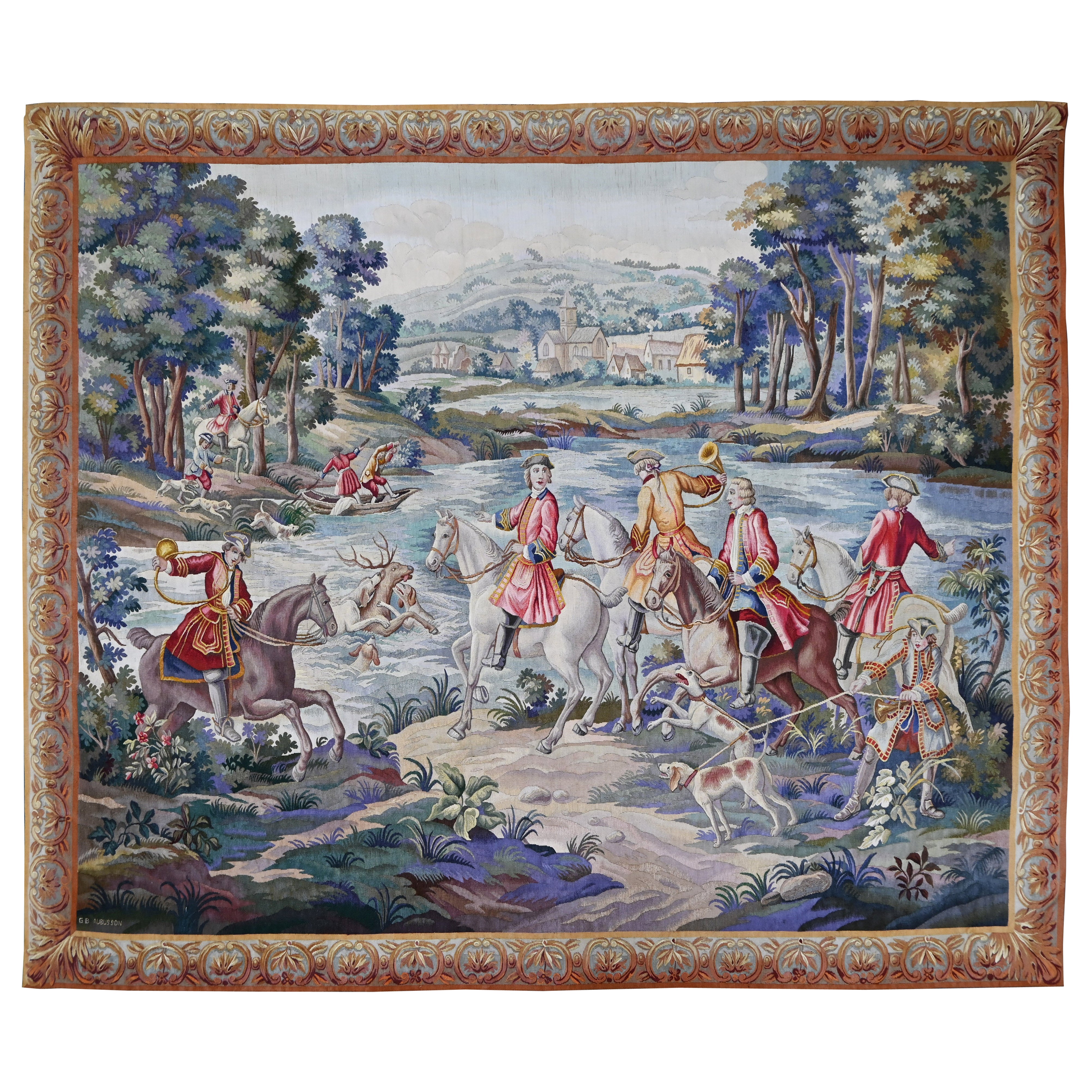 Tapisserie Aubusson Manufacture - Chasse sous Louis XV - L1m96xh1m57 - N° 1423