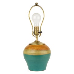 Lampada da tavolo d'epoca a blocchi di colore, American Studio Pottery