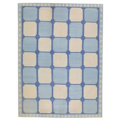 Blauer handgefertigter blauer Flachgewebe-Kelim-Teppich aus Wolle 12'2" x 15'8" #6890