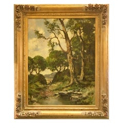 Peinture originale d'Ernest Lawson Plein Air New York représentant un paysage en bois
