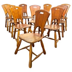 Set of Ten Rustic Rustic Dining Chairs in Hard Rock Maple Circa 1950s