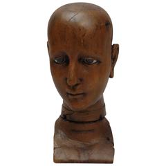 Carved Head of a Female Saint
