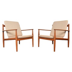 Pair Of Grete Jalk Model 128 Lounge Chairs In Teak