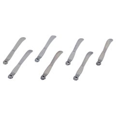 Georg Jensen Acorn, seven butter knives in sterling silver, all silver.