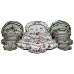 68 Pc English Coalport Indian Tree Coral Scalloped Dinnerware Service Set for 12