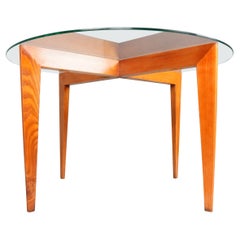 Tavolino Gio Ponti per Isa Bergamo in rovere con piano rotondo in cristallo, 1957