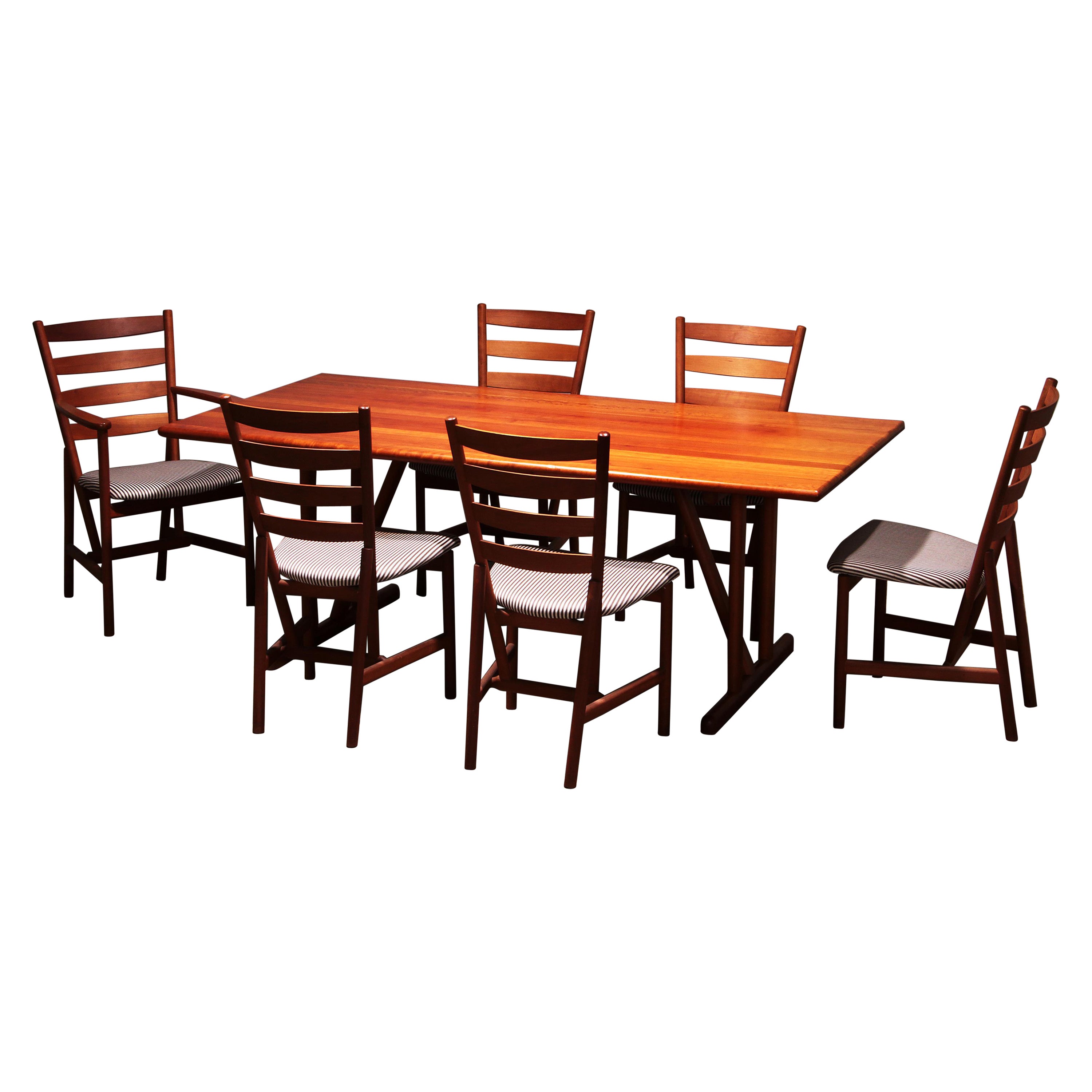 Hansen Sorensen Table de salle à manger avec 6 chaises, 1970 Danemark