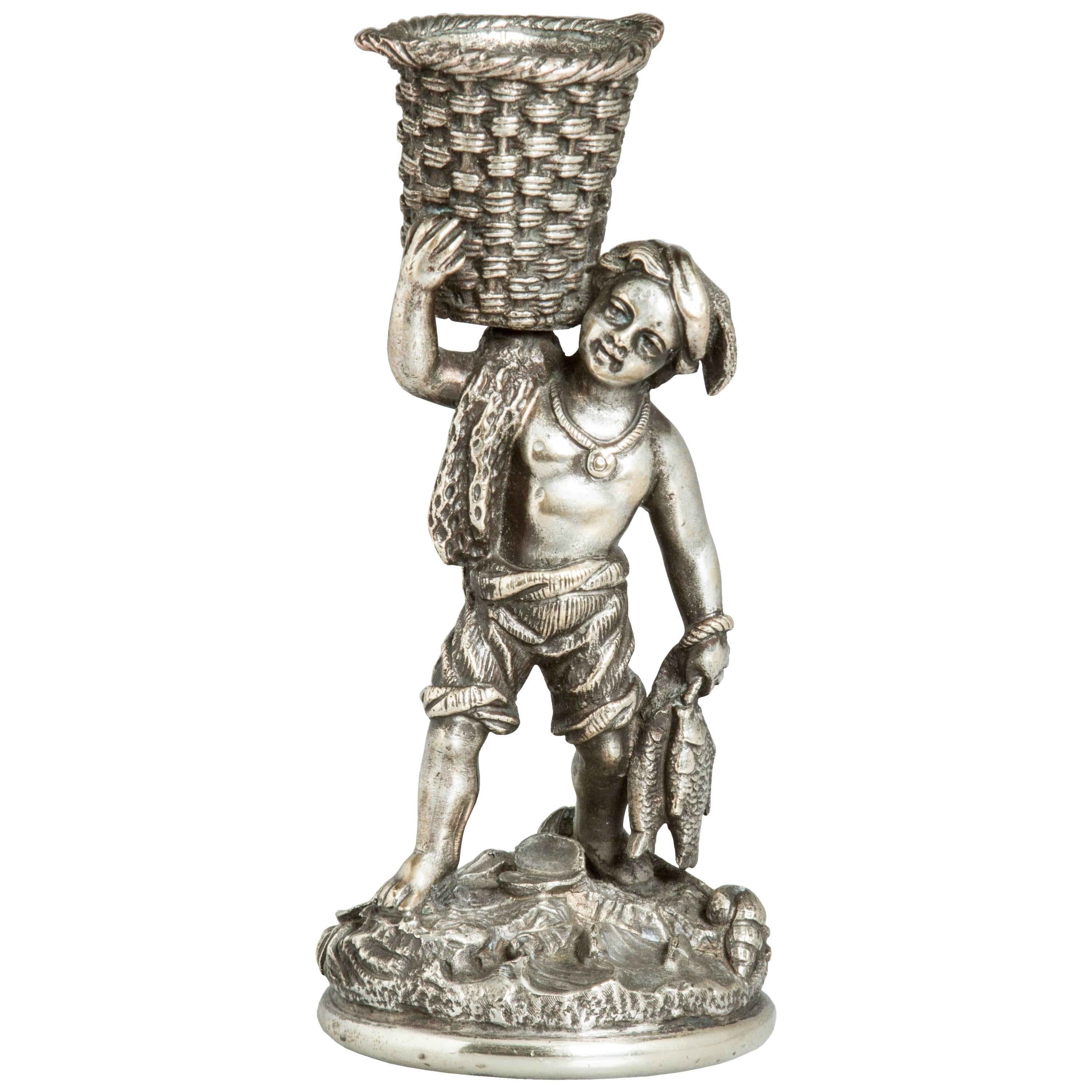 Silvered Bronze 19th Century Figural Match Striker