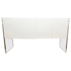 Milo Baughman Lacquered Credenza with Lucite Sides, Circa 1970s