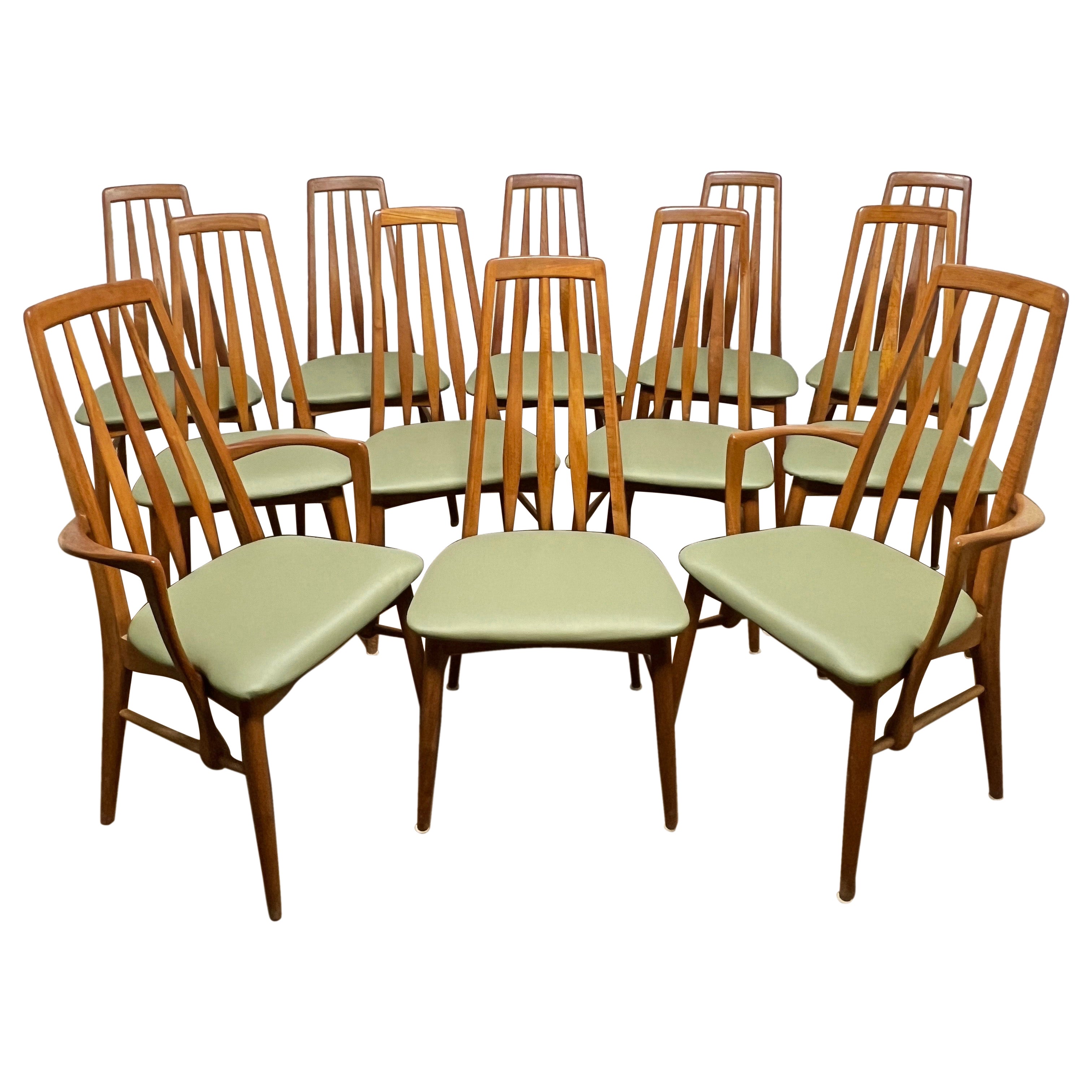 Set of Twelve Danish Teak "Eva" Dining Chairs by Niels Koefoed for Hornslet